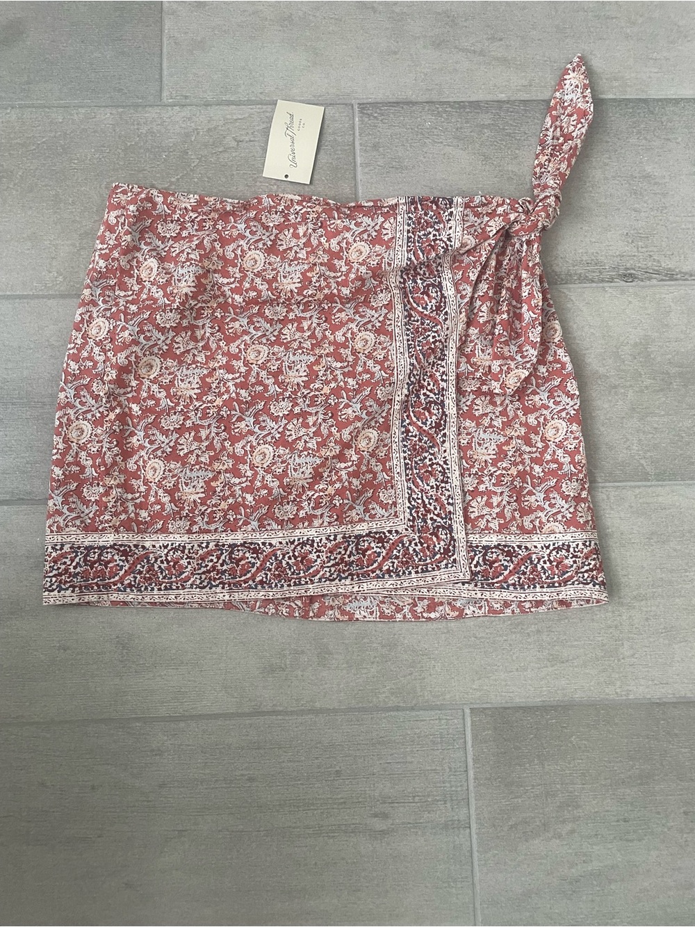 Universal Thread Pink Paisley Tie-Waist Mini Skirt